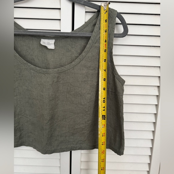 Not Perfect Linen Scoop Neck Cropped Tank - S - Forest Green - Picture 5 of 5